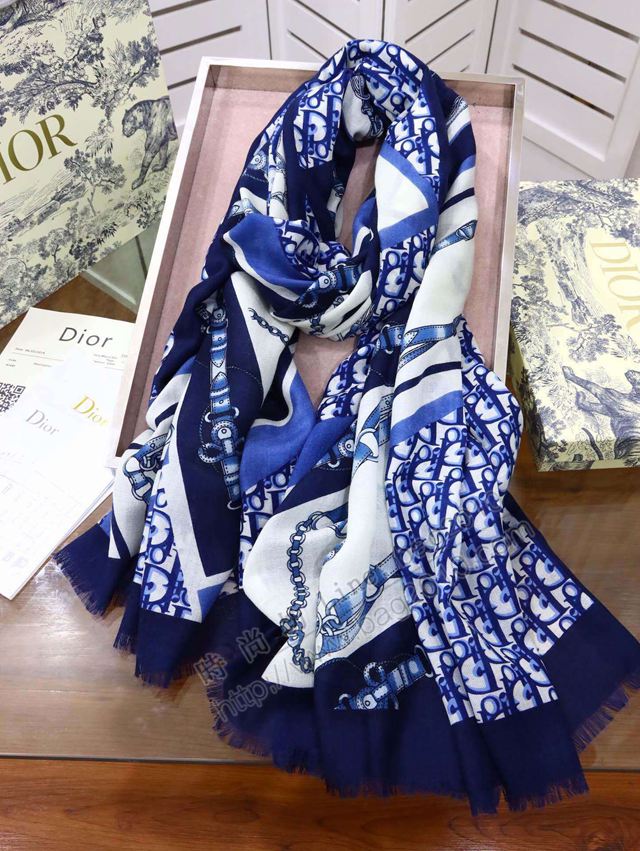 Dior圍巾 最新專櫃主打款 經典LOGO暗紋提花 迪奧女羊絨圍巾  llwj6588